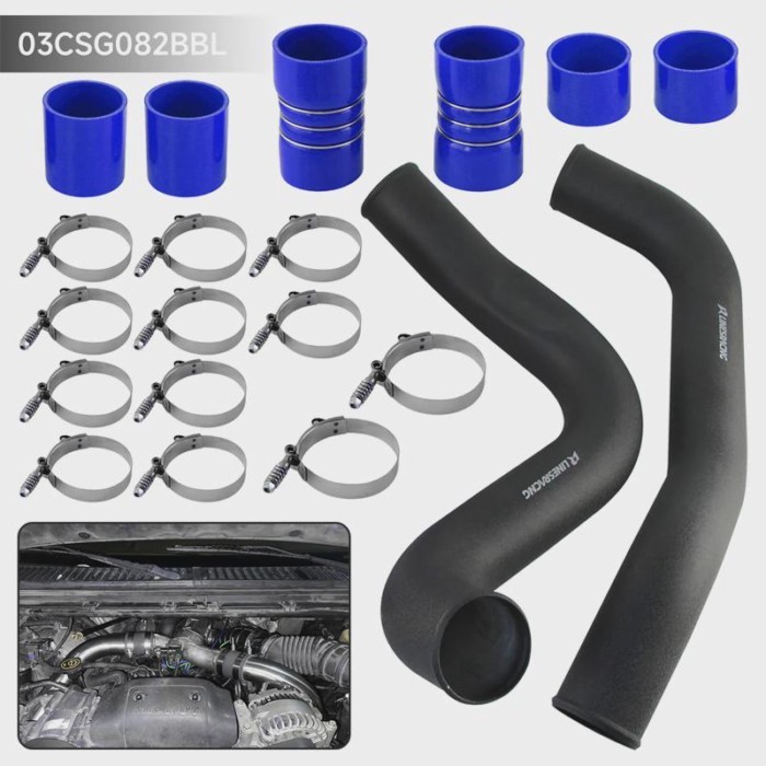 3" Intercooler Pipe & Boot Kit For 1999.5-2003 Ford 7.3L F250 F350 Powerstroke V8 Turbo Diesel Blac