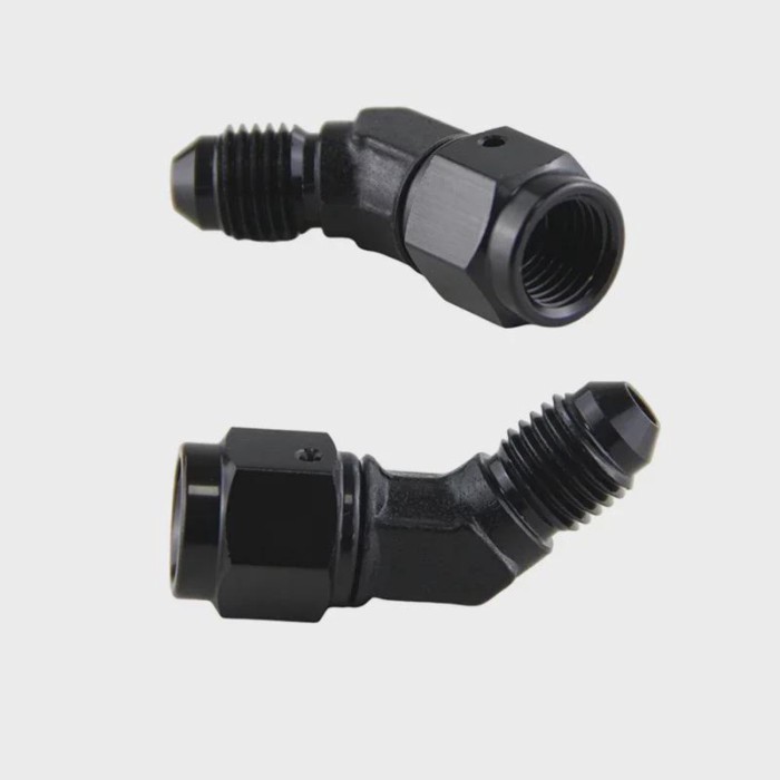Aluminium Black 2PCS AN4 AN6 AN10 Female to 4AN 6AN 10AN Male 45 Degree Flare Swivel Hose Fitting F