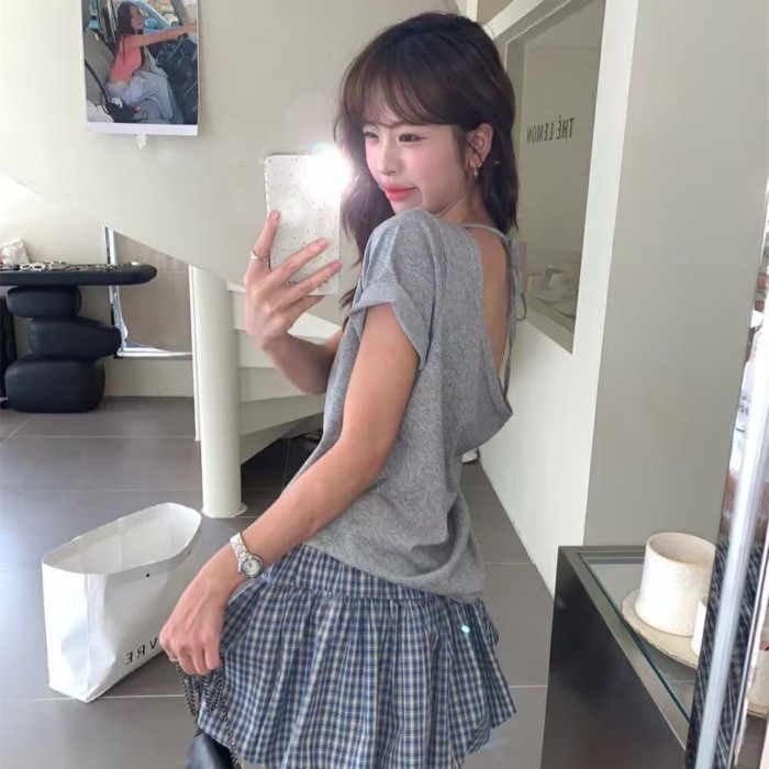 กระโปรงสั้นทรง A-line สก๊อตลายดอกไม้สีฟ้า ไซส์เล็ก เพิ่มความลีลา ราคา ถูกที่สุด ดีลบีเคเค แกลเลอรีภาพที่ 7