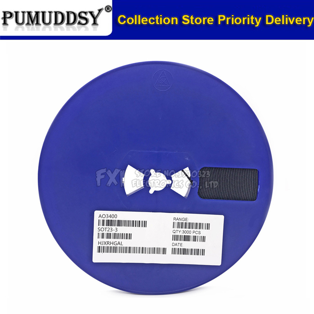 3000pcs AO3400A N-Channel 30V 5.7A (Ta) 1.4W (Ta) ทรานซิสเตอร์มอสเฟส SMD SOT-23 Surface Mount SOT-23