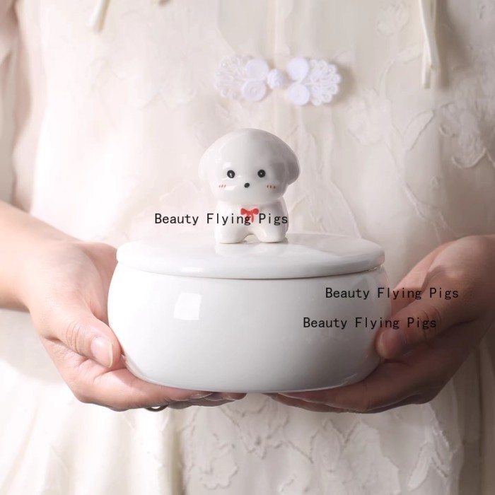 Small Dog Ceramics Ash Urn Cat Hair Sealed Jar Pet Cremation Jar Household Pet Supplies Pet Coffin