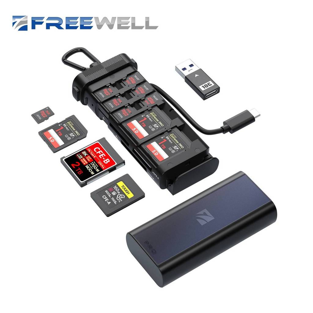 Freewell Portable Pro Reader อเนกประสงค์ CF Express A/B,SD TF และ Micro SD Card Reader & Holder สําห