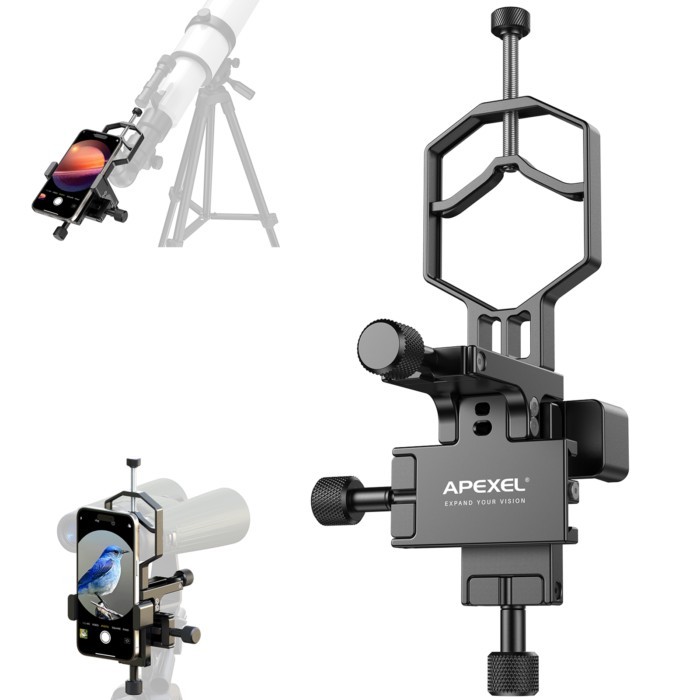 APEXEL APL-F003 Universal Phone Mount for Telescope Phone Phone Scope Digiscoping Adapter 3-Axis Me