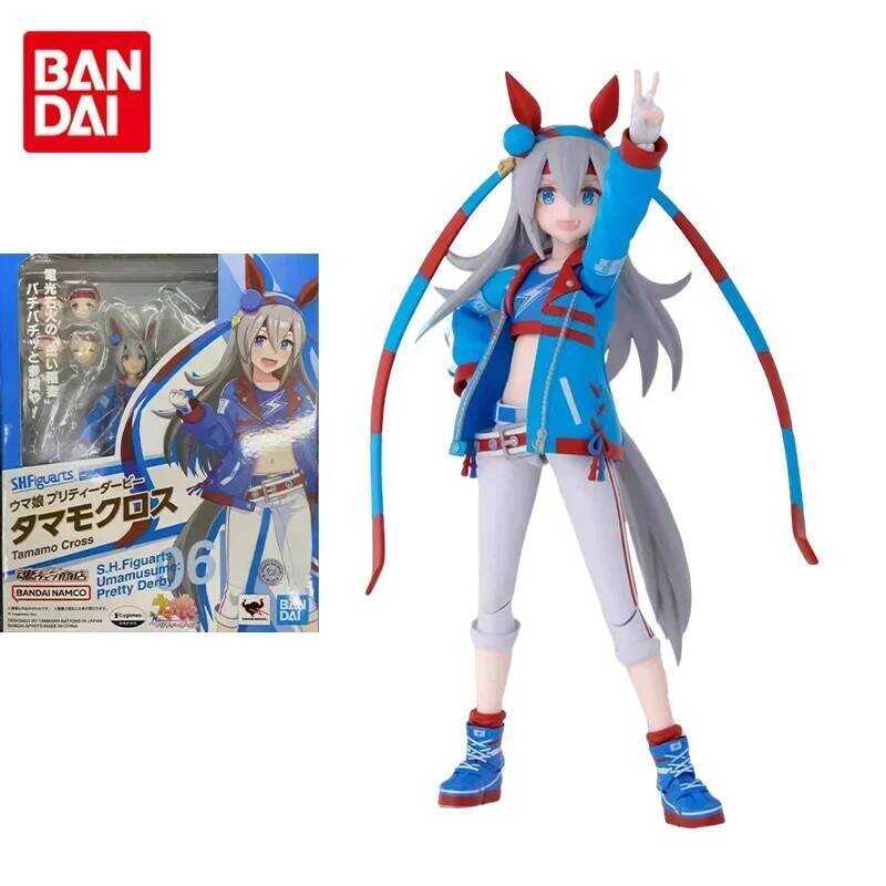 Bandai Original Prettyderby Game Anime Figure SHF Tamamo Cross Action Figure Collectible Model Orna