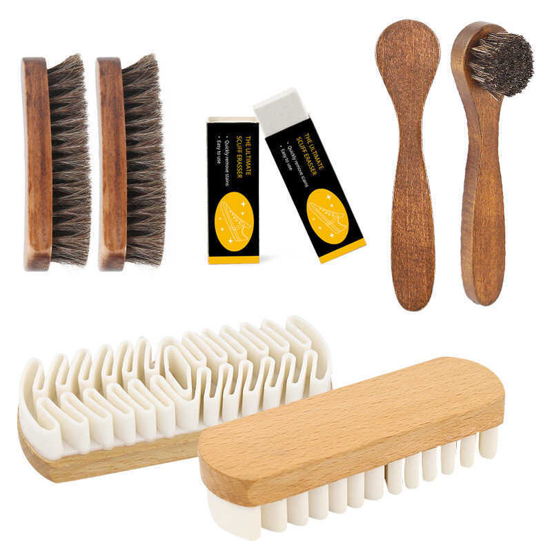 ชุดแปรงรองเท้า Horsehair แปรง Snow Boots Suede Suede Care แปรงทําความสะอาด Decontamination Eraser น้