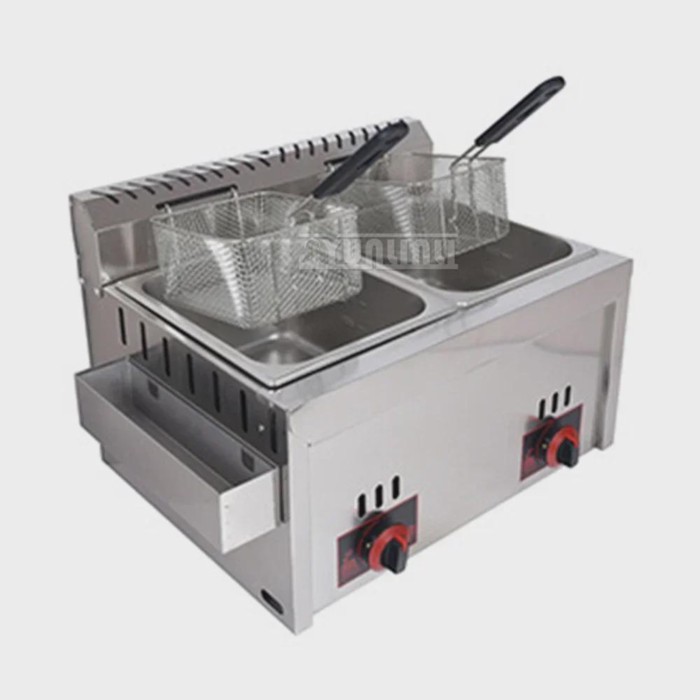 12L/Stainless Steel Gas Fryer Countertop Fried Chicken French Fries Machine Commercial Deep Fryer M