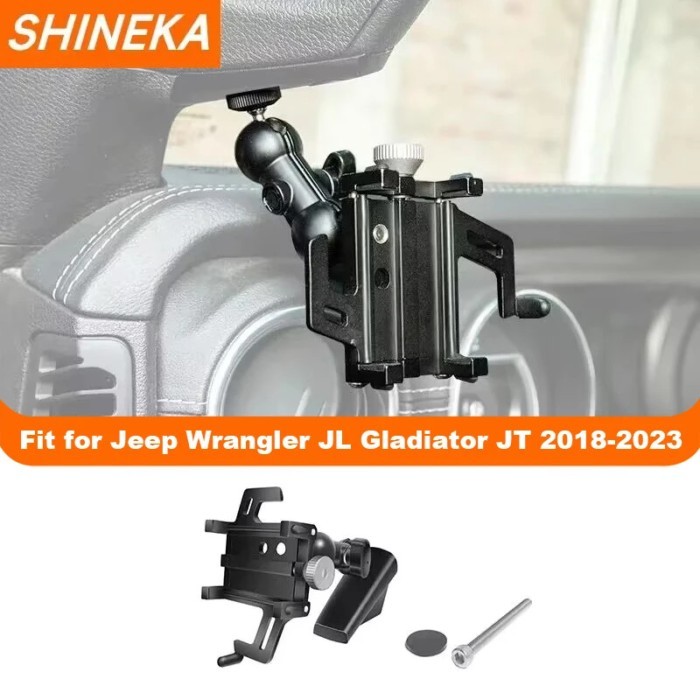 SHINEKA Car A-Pillar Adjustable Anti-shake Stable Phone Braket Accessories For Jeep Gladiator JT Fo