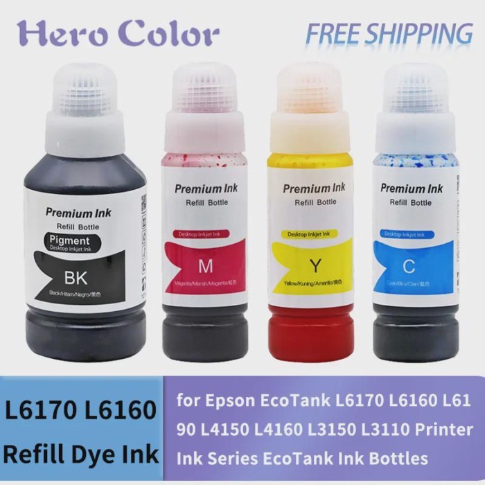 Refill Dye Ink compatible for Epson EcoTank L6170 L6160 L6190 L4150 L4160 L3150 L3110 Printer Ink S