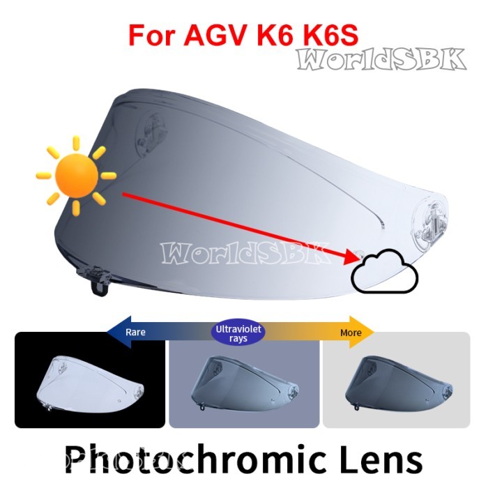Photochromic Visor for AGV K6 K6s Helmet Glasses Screen Shield Windshield Accessories Parts Autochr
