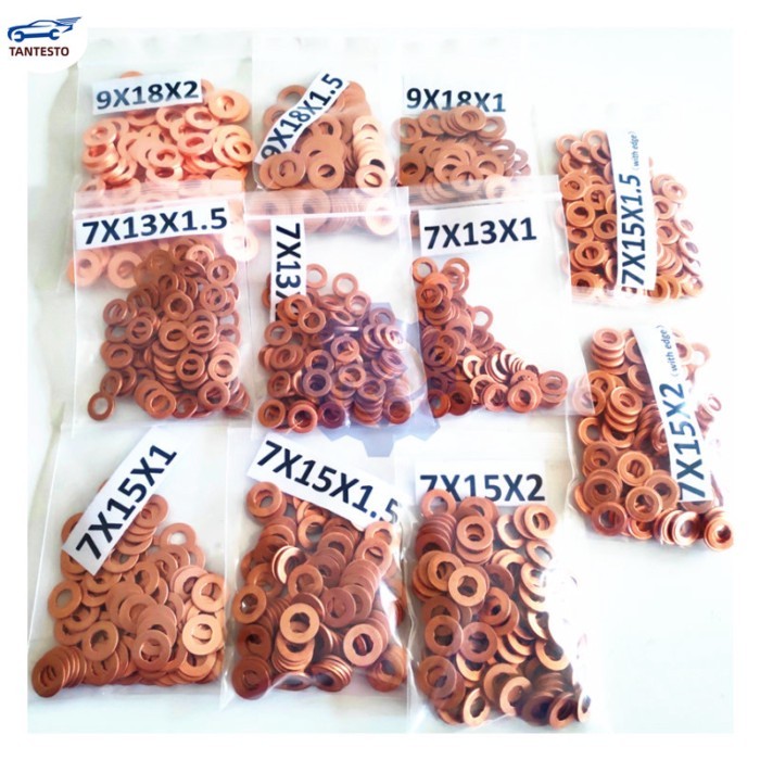 Injector Copper Seal Washer 7x15mm/9x18mm Diesel Common Rail  Gasket Ring Repair Kits F00vc17504 F0
