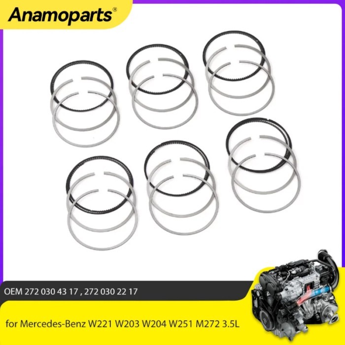 6x Piston Rings 92.9mm Fit 3.5L V6 GAS For  Mercedes-Benz  W221 W203 W204 W251 M272 C350 GLK350 S40