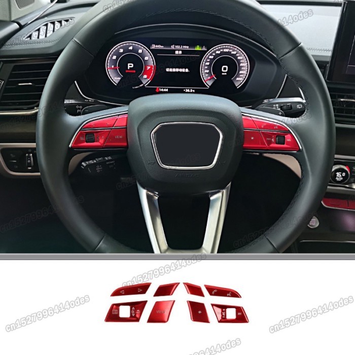 car steering wheel button sticker trims for audi q5 q3 q7 a3 a5 a4 2019 2020 2021 2022 2023 accesso