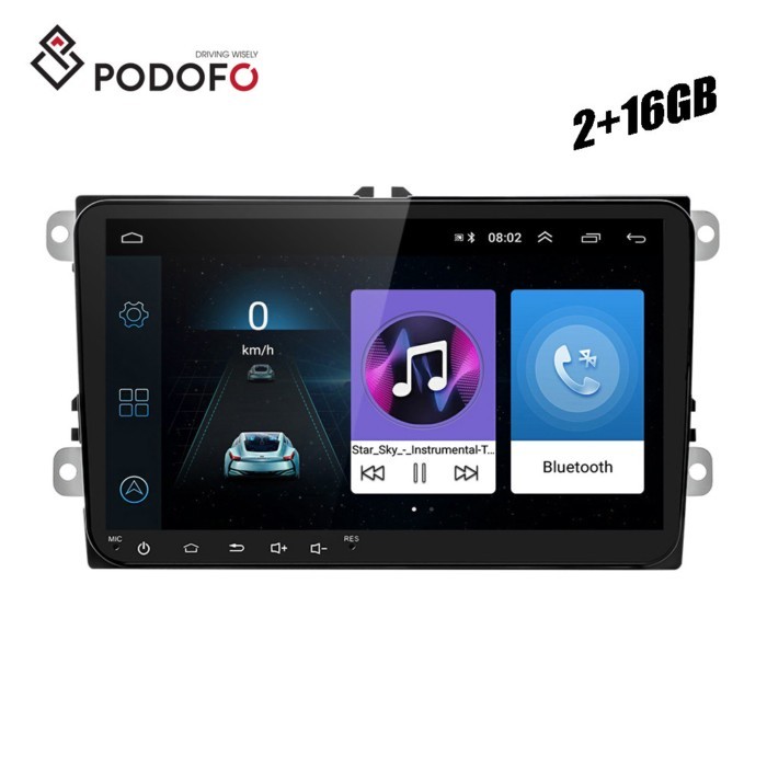 (EU Stock) Podofo 9" 2+16G Android 13 Car Radio Stereo GPS Wifi BT For VW/Volkswagen/Skoda/Octavia/