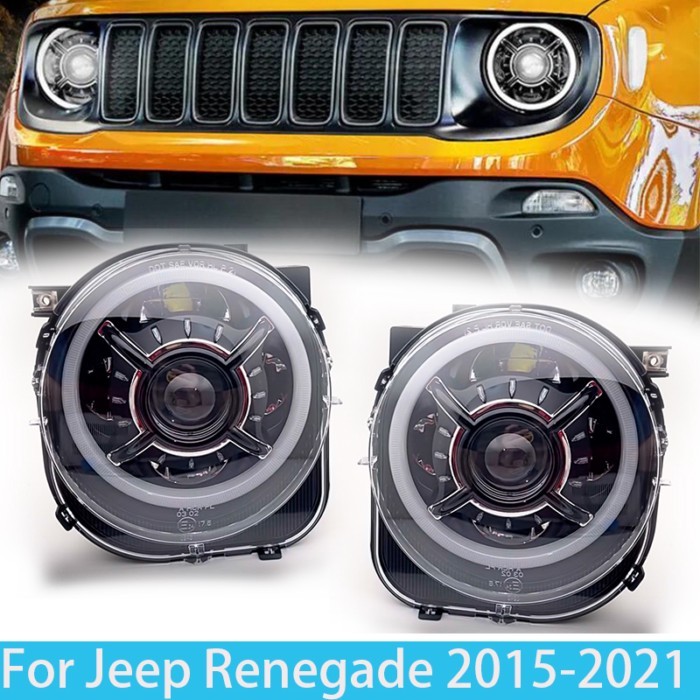 2021 new car light accessories angel eyes drl led projector headlight hi/lo beam headlamp for jeep