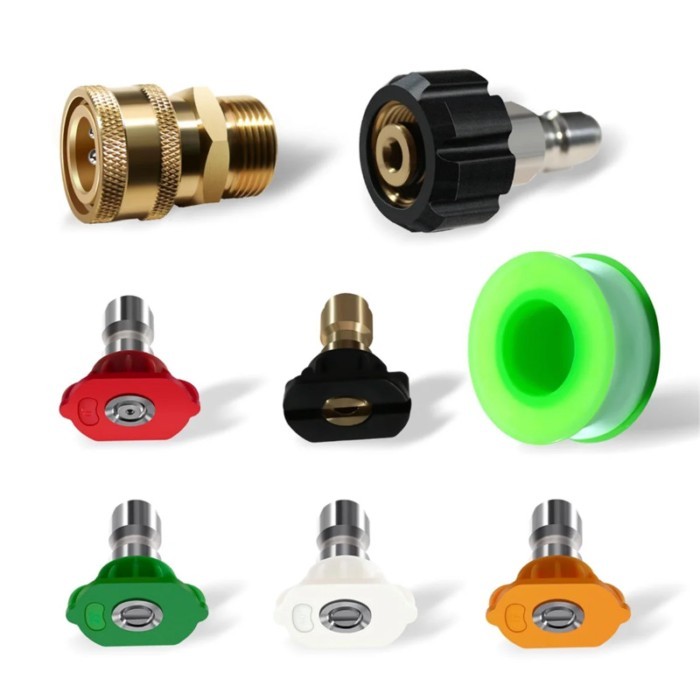 Pressure Washer Nozzle Tips, 5 Pack Tip Attachments Multiple Degrees Nozzles 1/4 Inch, M22 14mm to