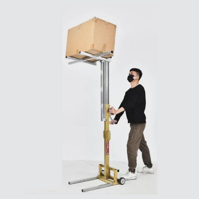 Hand Stacker Wire Rope Winch Light Manual Loading and Unloading Forklift Bearing 80KG Warehouse Log