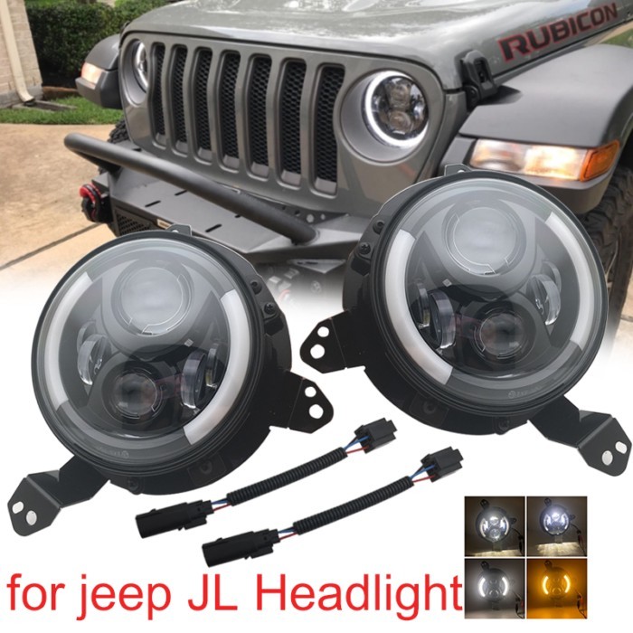 9 Inch Round halo LED Headlights for 2018-2019 J eep JL W rangler SUV Headlamps with Daytime Runnin