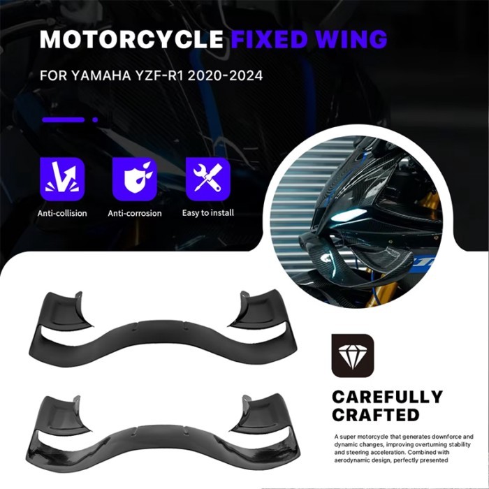 For YAMAHA YZF-R1 YZFR1 YZF R1 2020-2024 Aerodynamic Wing Motorcycle Fixed Wing Spoiler Side Wingle