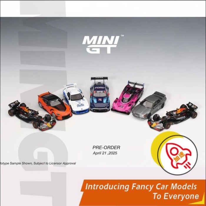 พร้อมส่ง MINIGT Cadilla Kleman 1: 64 Ford Mustang IMSA Nissan R32 Red Bull F1 Mazda Car Model