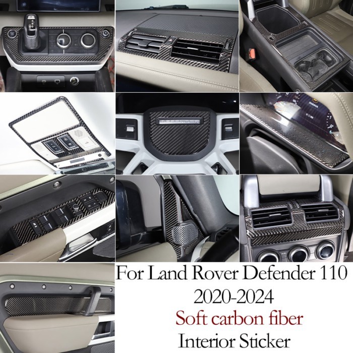 Soft carbon fiber For Land Rover Defender 90 110 2020-24 Car Center Console Decoration Car Door Dec