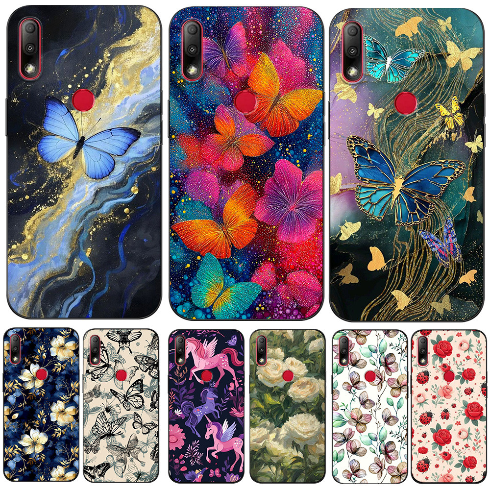 สําหรับ ASUS Zenfone max ZB634KL เคสโทรศัพท์ฝาหลังซิลิคอนสีดํา Tpu betterfly ดอกไม้น่ารักความงาม