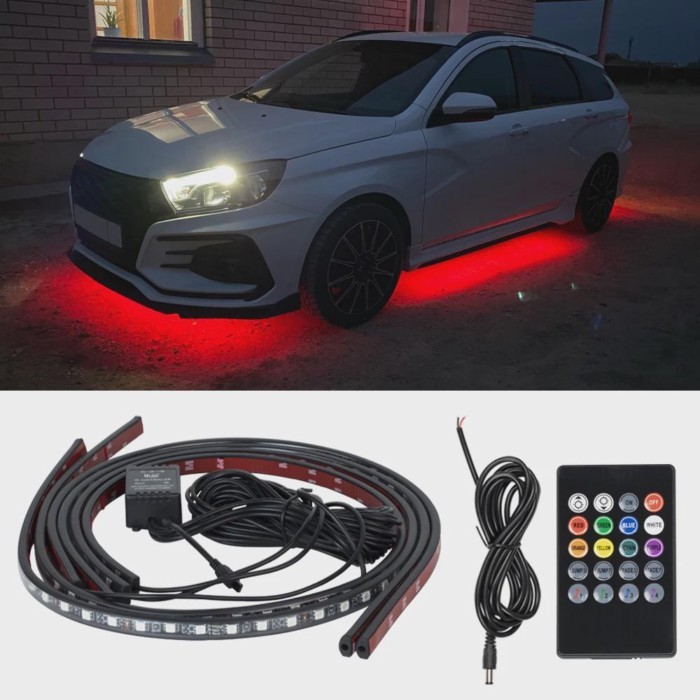 APP Car Chassis Light Colorful Flowing LED Atmosphere Light Car Bottom Decorative LED Strip Symphon