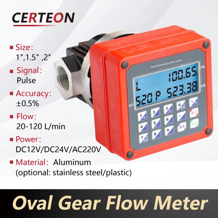 Batching Oval Gear Flow Meter Digital Fuel Diesel Water Dispenser Electronic Flow Meter 12V 24V 220