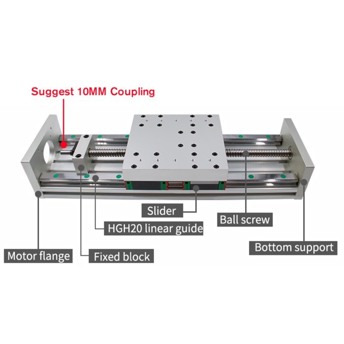 Z axis Motion Table CNC Sliding Stage Travel 100-2000mm HGR20 Linear Guides SFU1605 SFU1610 Ball Sc