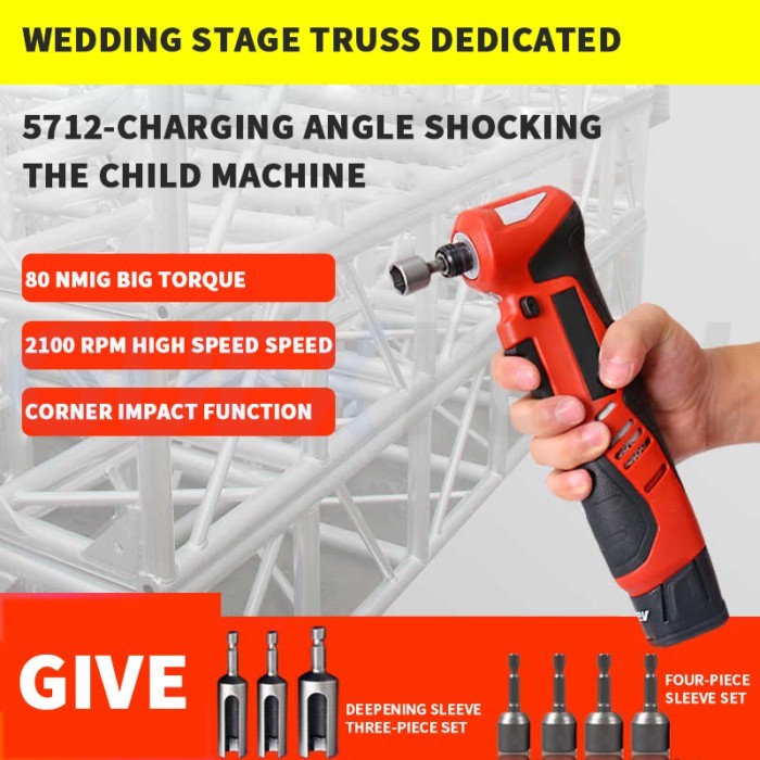 12V Lithium Battery Rechargeable Angular Impact Screwdriver Electric Wrench 90° Rechargeable Impact