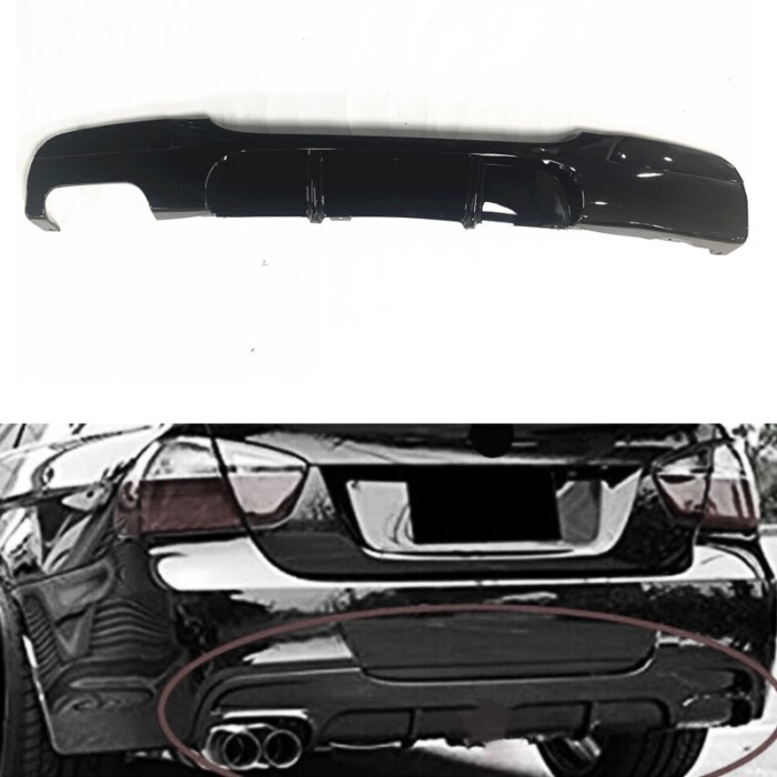 Car Rear Bumper Diffuser Lip Dual Exhaust For BMW 3 Series E90 LCI Sedan E91 LCI Touring 2005 2006