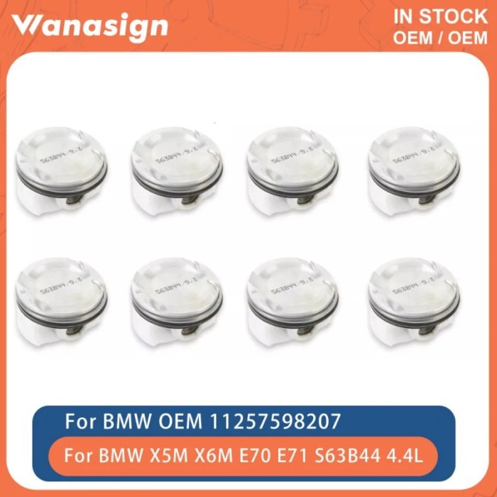 Engine 8x Pistons With Rings Kit Φ89mm Fit 4.4 L For BMW X5M X6M E70 E71 S63 S63B44 4.4L V8 GAS 10-