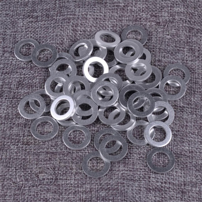 DWCX 50pcs Silver Car Engine Oil Crush Washers Drain Plug O Rings Gaskets Seal 12mm ID. 20mm OD. QQ