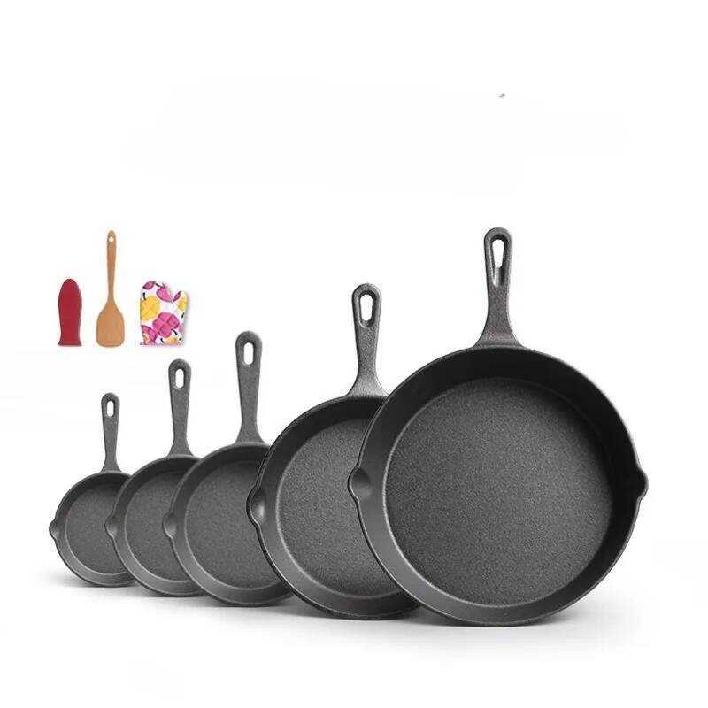 C Cast Iron Pan Uncoated Frying Pan Small Frying Egg Pan Household Pan Kitchenware Set Oil Splashin