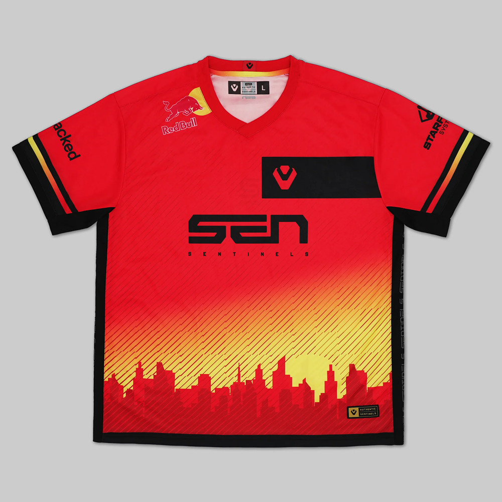 เสื้อยืดแฟชั่น SENTINELS E-Sports EDITION แบบ BLACKOUT กันย้อมภาพเต็มตัวสำหรับผู้ชายและผู้หญิง