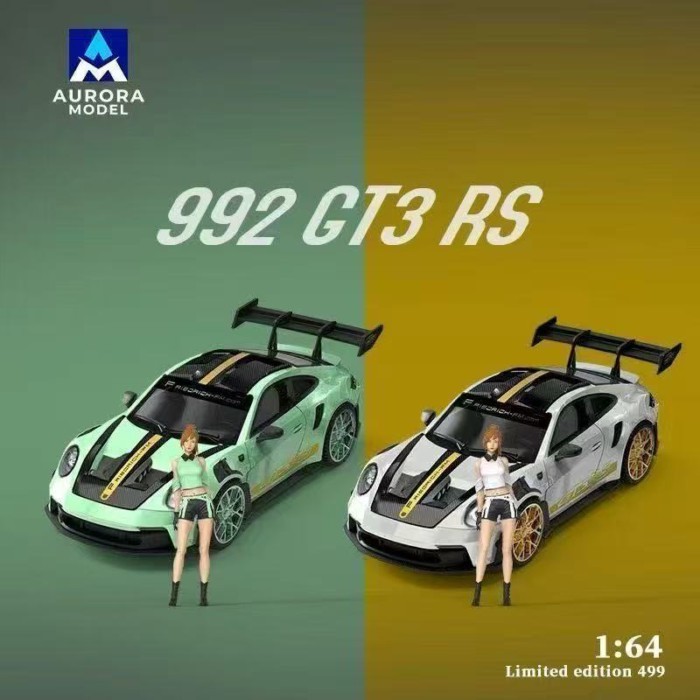 AM 1: 64 Porsche 992 GT3 RS โมเดลรถอัลลอย รุ่น Aurora