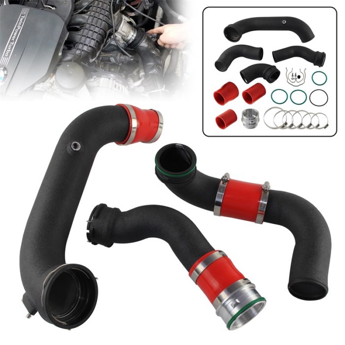 Charge Pipe+Boost Pipe Turbo to Intercooler Kit For BMW N55 E8X E9X 135i 335i 3.0 Turbo 1-Series E8