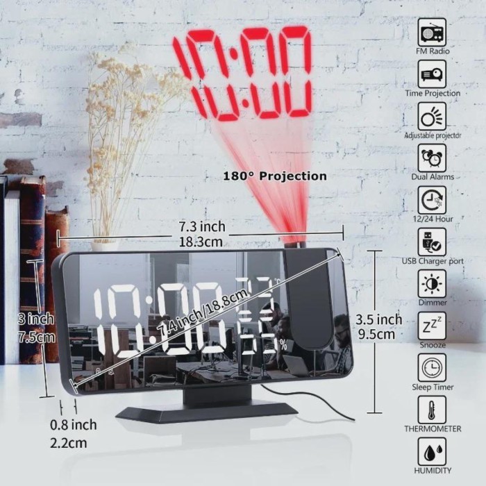 FM Radio Led Digital Alarm Clock Thermomether Humidity Dual Alarm Mute Clock Electronic Table Digit