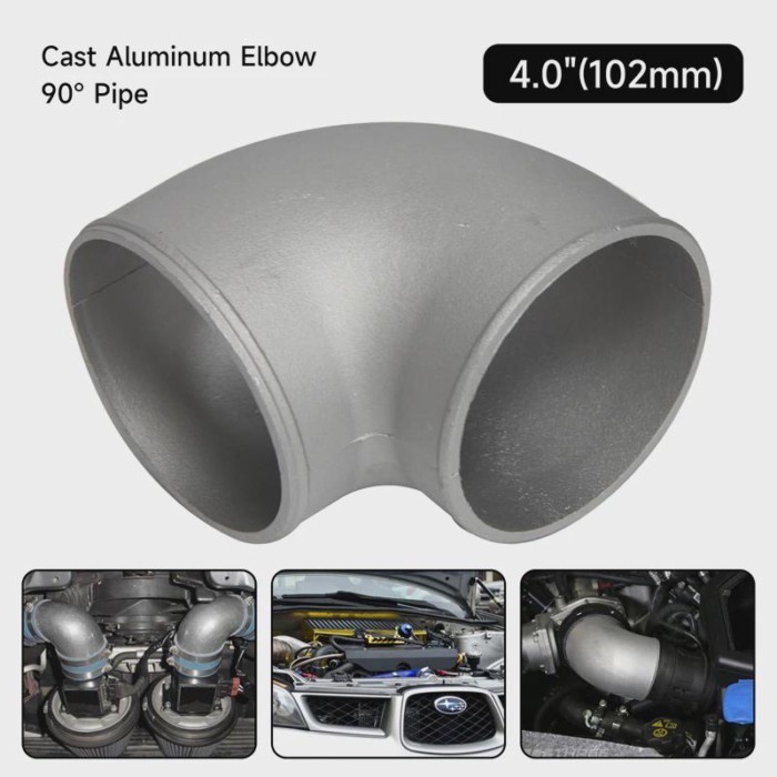 Aluminum silver Pipe Joiner 102mm  Cast 90 Degree Elbow Pipe Turbo Intercooler pipe 90 degree