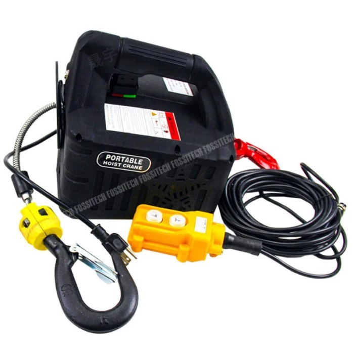 Portable Remote Control Crane Hoist 100/200/300/500KG Wire Rope Electric Hoist Aluminum Shell Hoist
