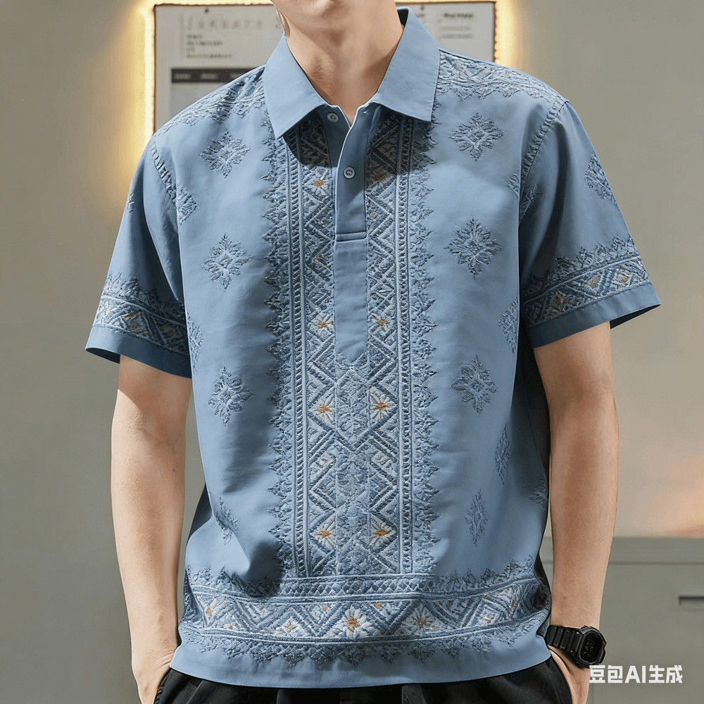 โปโลผู้ชายสําหรับผู้ชายเสื้อผ้าบาร์งเสื้อผ้าสไตล์วินเทจท็อปส์ลําลองแขนสั้นเสื้อโปโลกลางแจ้งถนนสวมใส่ 56ข