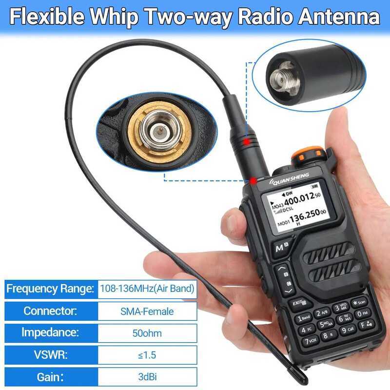 ▥ Walkie Talkie Am-771 Air Band 108-136Mhz Sma-Female Antenna For  Uvk5 Uvk6 Uv5r Plus