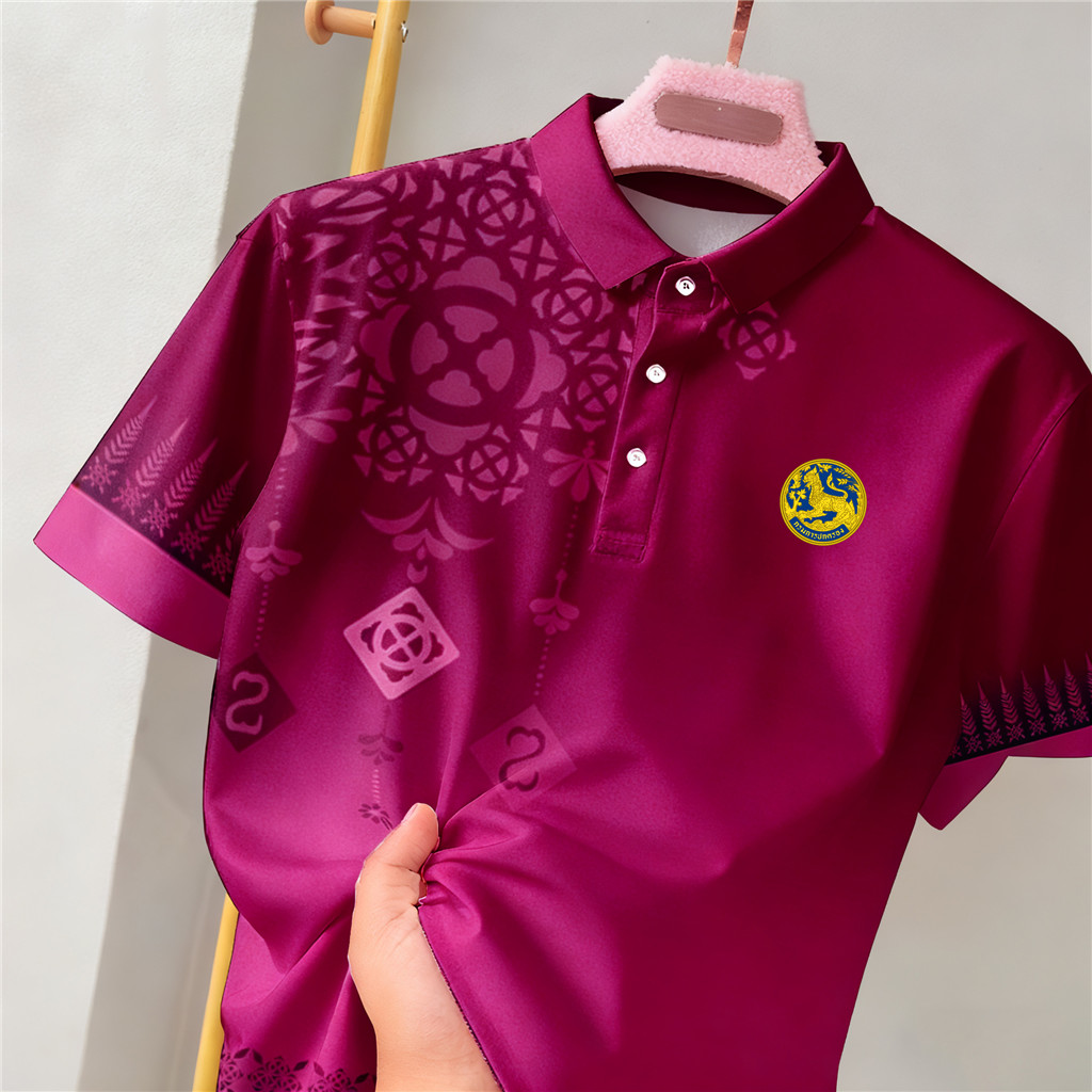 สีสันสดใสระบายอากาศ เสื้อโปโลทำงานของกรมการปกครอง ได้อย่างรวดเร็วแห้งส คุณภาพดีไตล์ไทยพิมพ์ไล่ระดับสีชายเสื้อโปโลตอบสนองการเสื้อ โปรโล ชาย