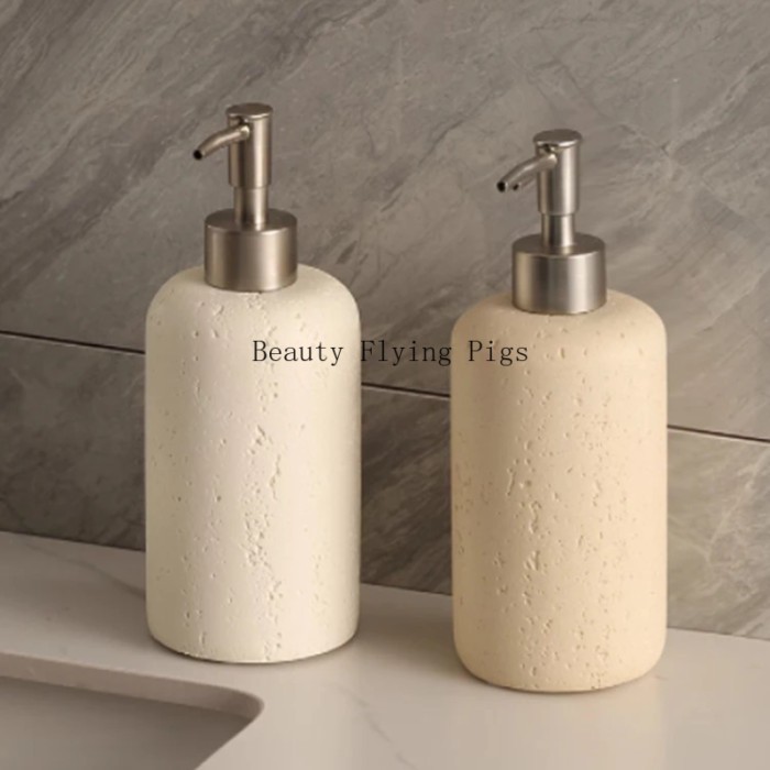 1pc Natural Stone Shower Gel Distribution Bottle, Household Storage Bottle, Bathroom Decoration, Li