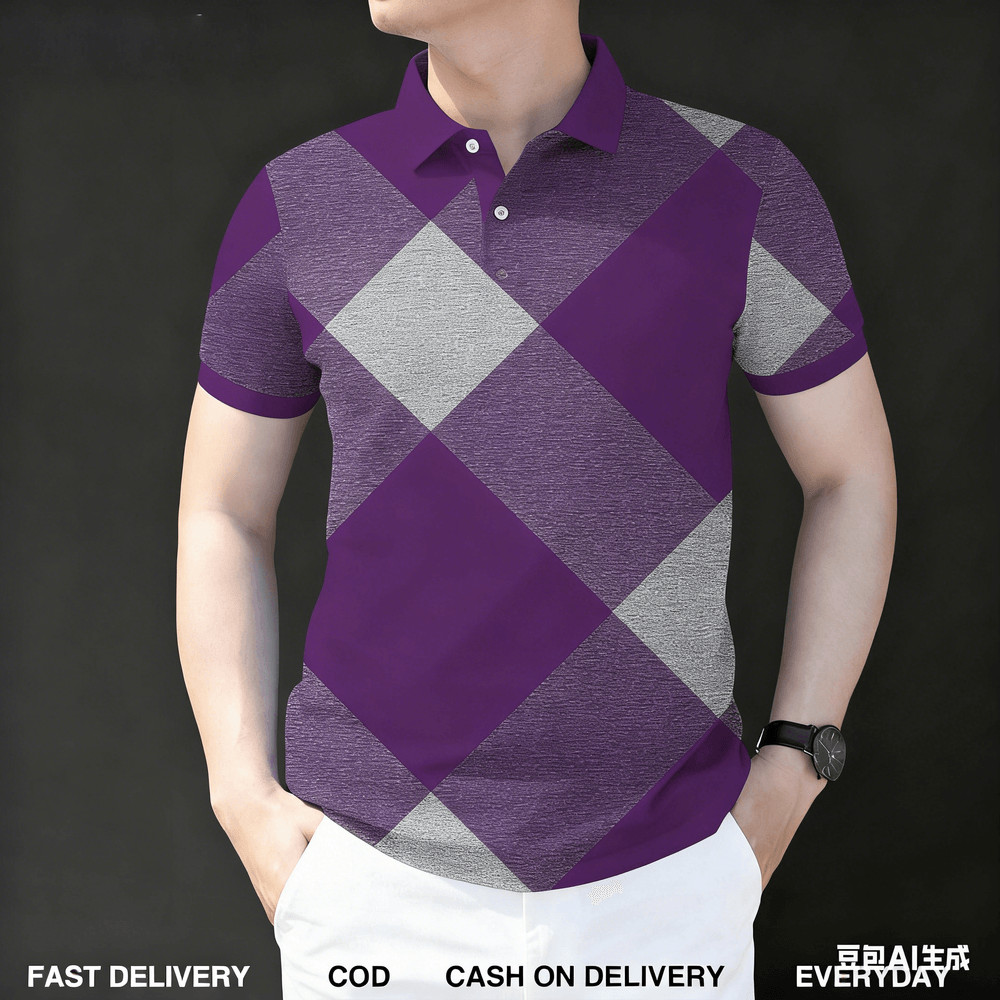 เสื้อโปโลผู้ชายสําหรับผู้ชายเสื้อผ้าสีบล็อกการพิมพ์กราฟิกเสื้อลําลองแขนสั้นเสื้อโปโลกลางแจ้ง Street 