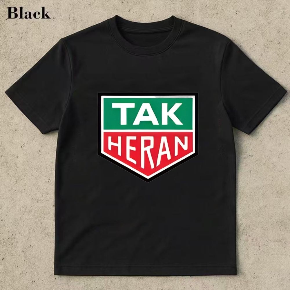 Tak Heran Logo Print เสื้อยืดแขนสั้นฤดูร้อนสีดํา