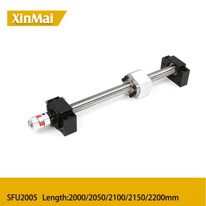 CNC ball screw nut 20mm SFU2005 ball screw 2000mm-2200mm with BKBF15 end machining + ball screw nut