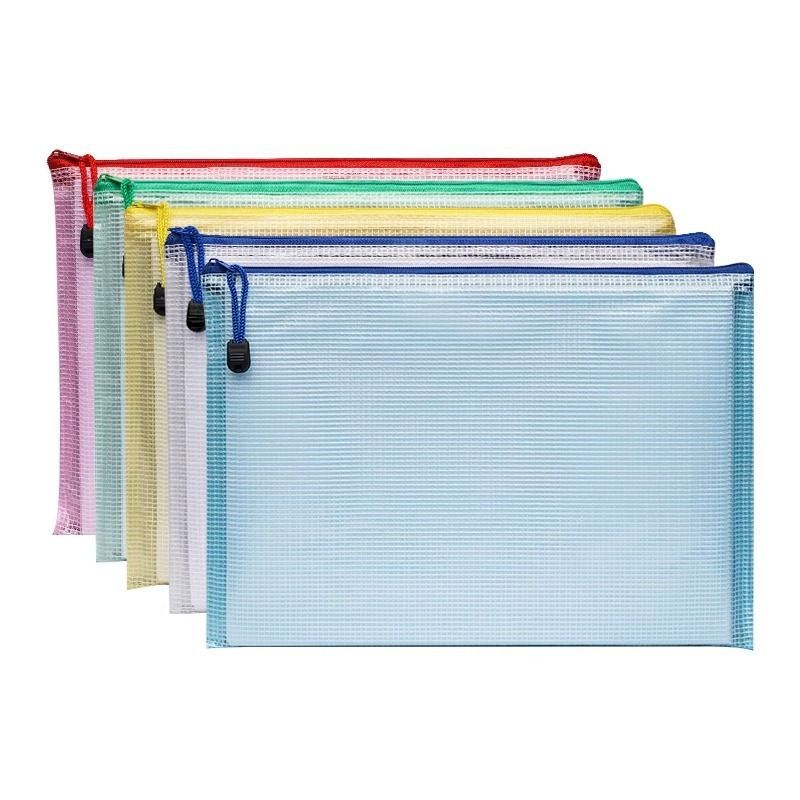 Pvc Waterproof Transparent Thickened A4 Grid File Bag Zipper Type File Bag Printed File Bag Test Pa