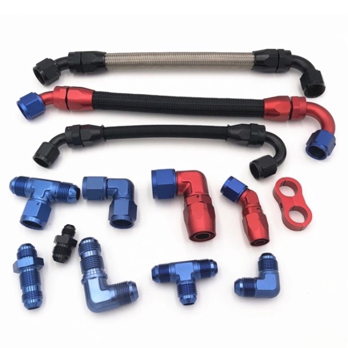 AN4 AN6 AN8 AN10 AN12 AN16 AN20 nylon braided rubber oil pipe line fuel hose with fittings