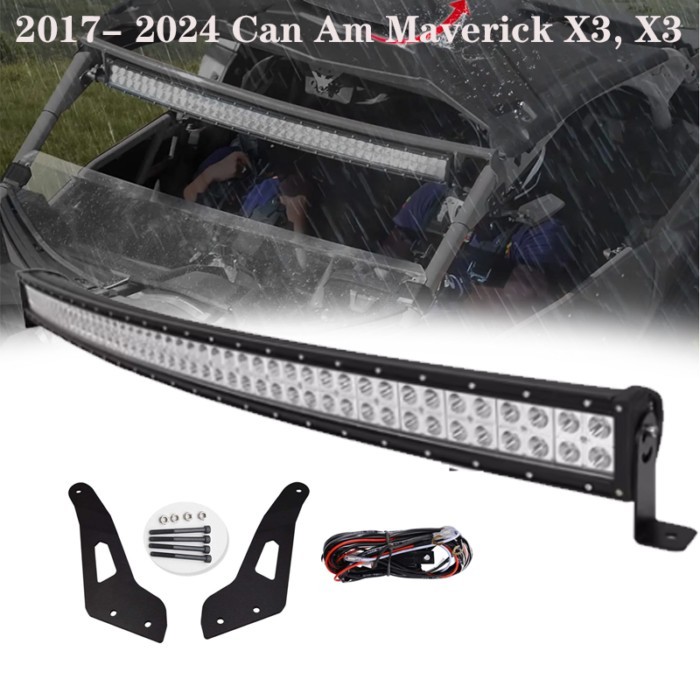 For 2017- 2024 Can Am Maverick X3 Max X RS DS MR Turbo 52 " 288W Curved LED Light Bar Upper Roof Mo