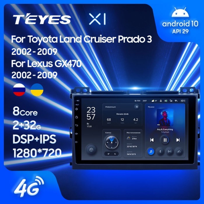 TEYES X1 For Toyota Land Cruiser Prado 120 3 III For Lexus GX470 GX 470 J120 2002 - 2009 Car Radio